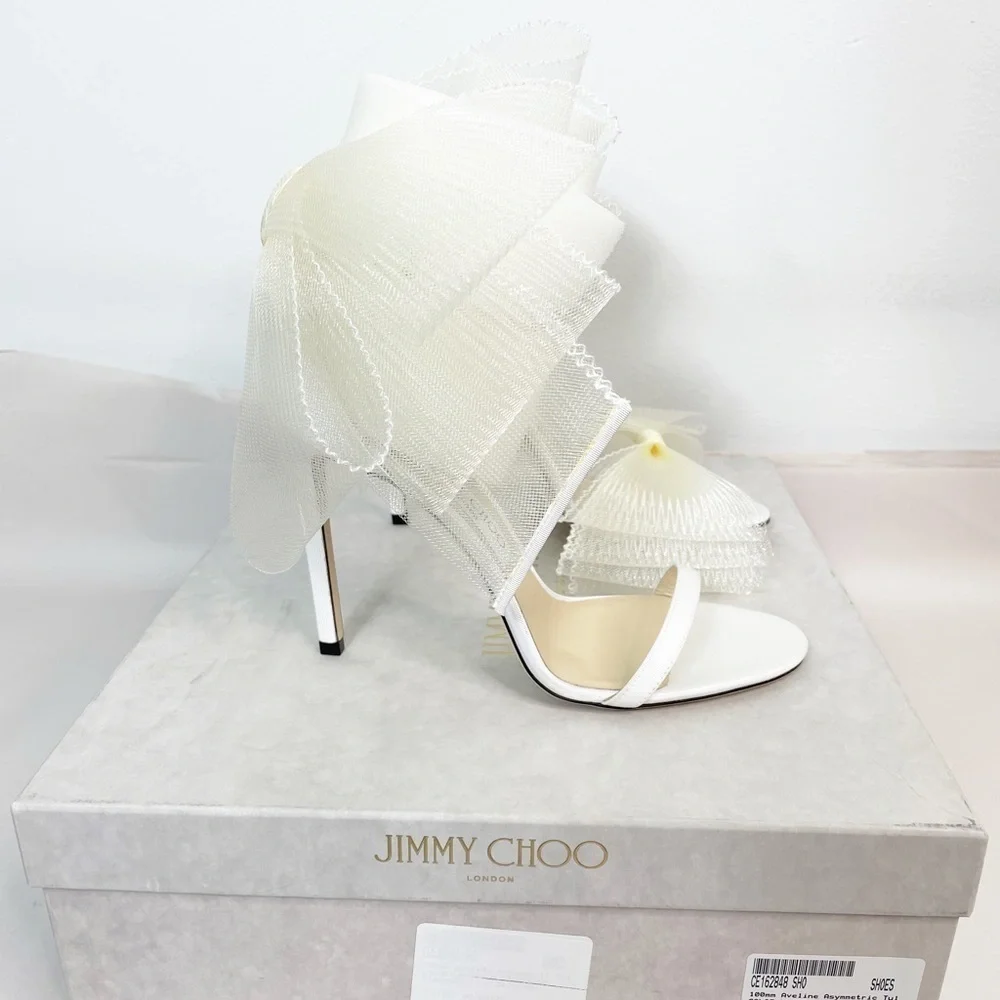 Jimmy Choo Aveline 100MM Tulle Bow Heels